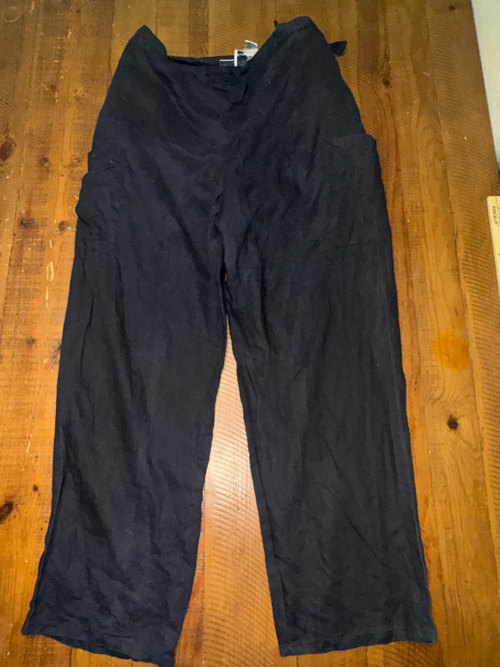 Evan Picone Black Women's Relaxed Linen Pants